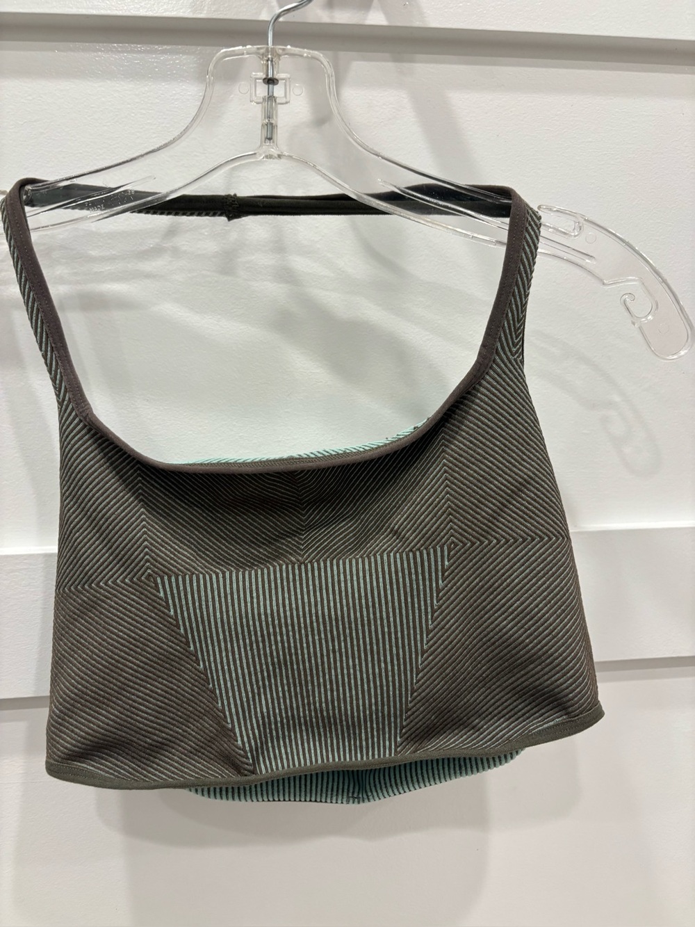 Anthropologie Gray Ribbed Reversible Bralette with Mint Stripe Detail